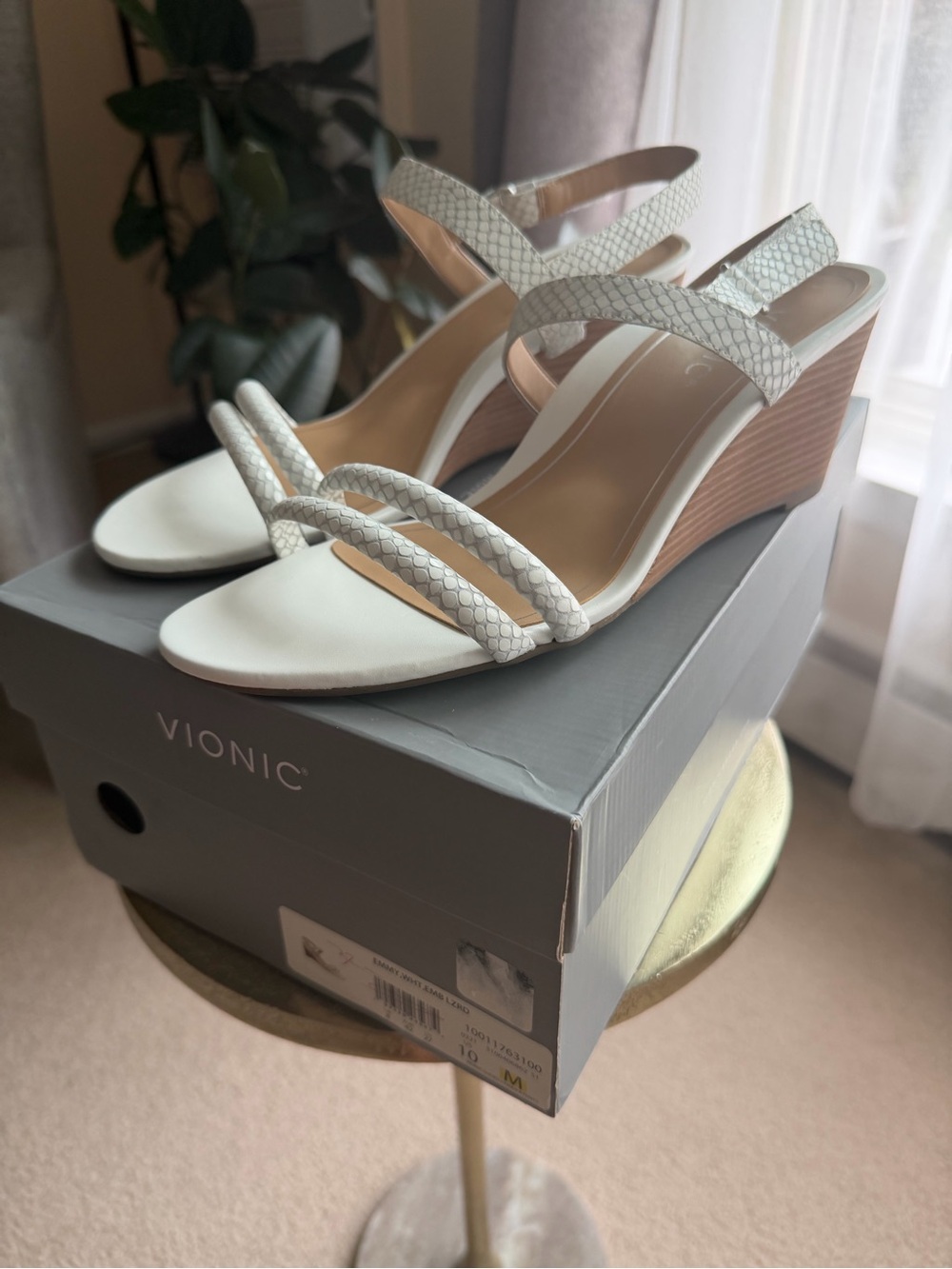 Vionic White Braided-Strap Heeled Sandals - Picture 2 of 8